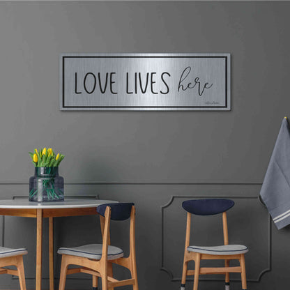 Luxe Metal Art 'Love Lives Here' by Lori Deiter, Metal Wall Art,48x16