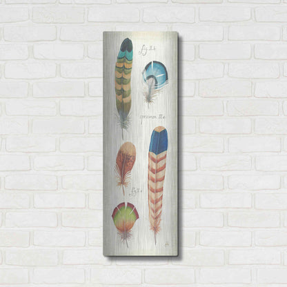 Luxe Metal Art 'Ornithology IV Panel' by Daphne Brissonet, Metal Wall Art,12x36