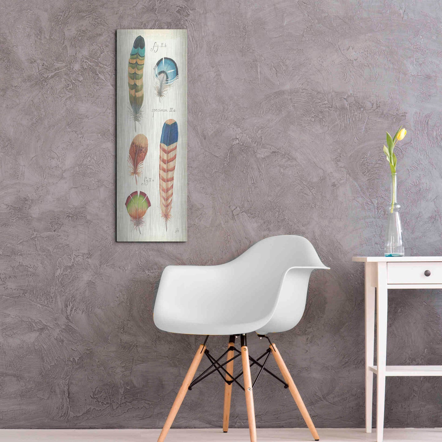 Luxe Metal Art 'Ornithology IV Panel' by Daphne Brissonet, Metal Wall Art,12x36