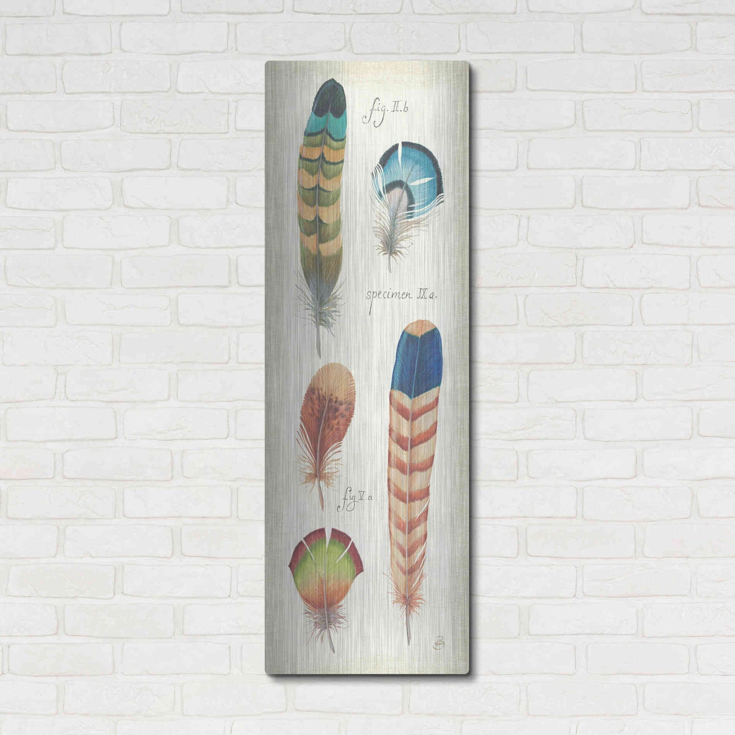 Luxe Metal Art 'Ornithology IV Panel' by Daphne Brissonet, Metal Wall Art,16x48