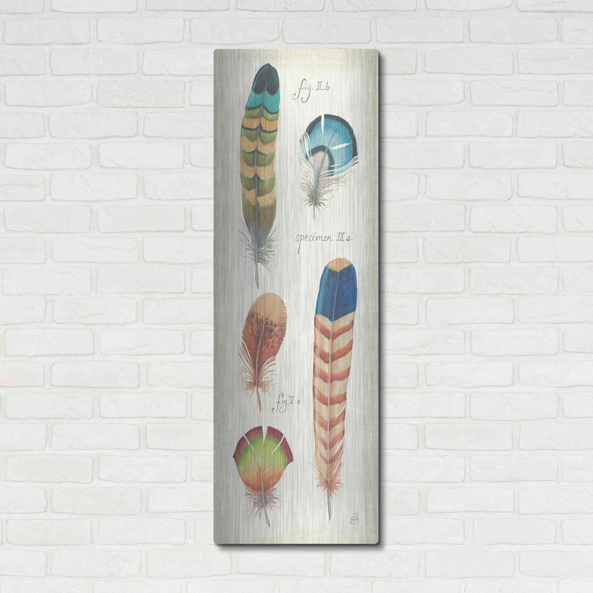 Luxe Metal Art 'Ornithology IV Panel' by Daphne Brissonet, Metal Wall Art,16x48