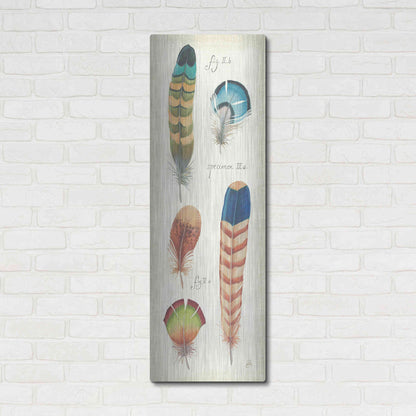 Luxe Metal Art 'Ornithology IV Panel' by Daphne Brissonet, Metal Wall Art,16x48