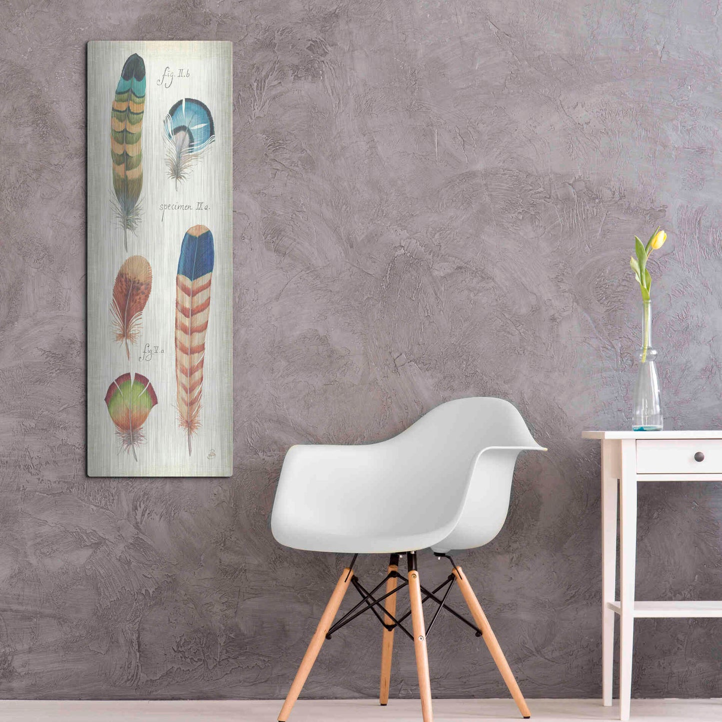 Luxe Metal Art 'Ornithology IV Panel' by Daphne Brissonet, Metal Wall Art,16x48