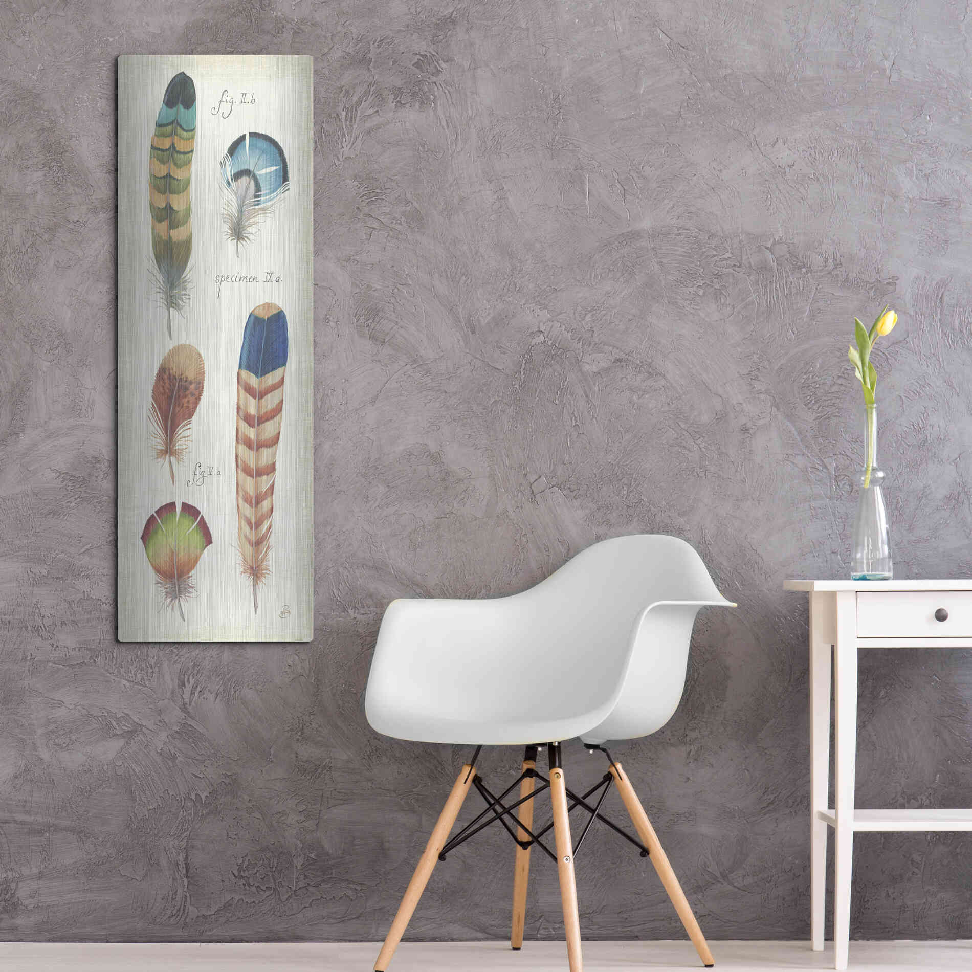 Luxe Metal Art 'Ornithology IV Panel' by Daphne Brissonet, Metal Wall Art,16x48