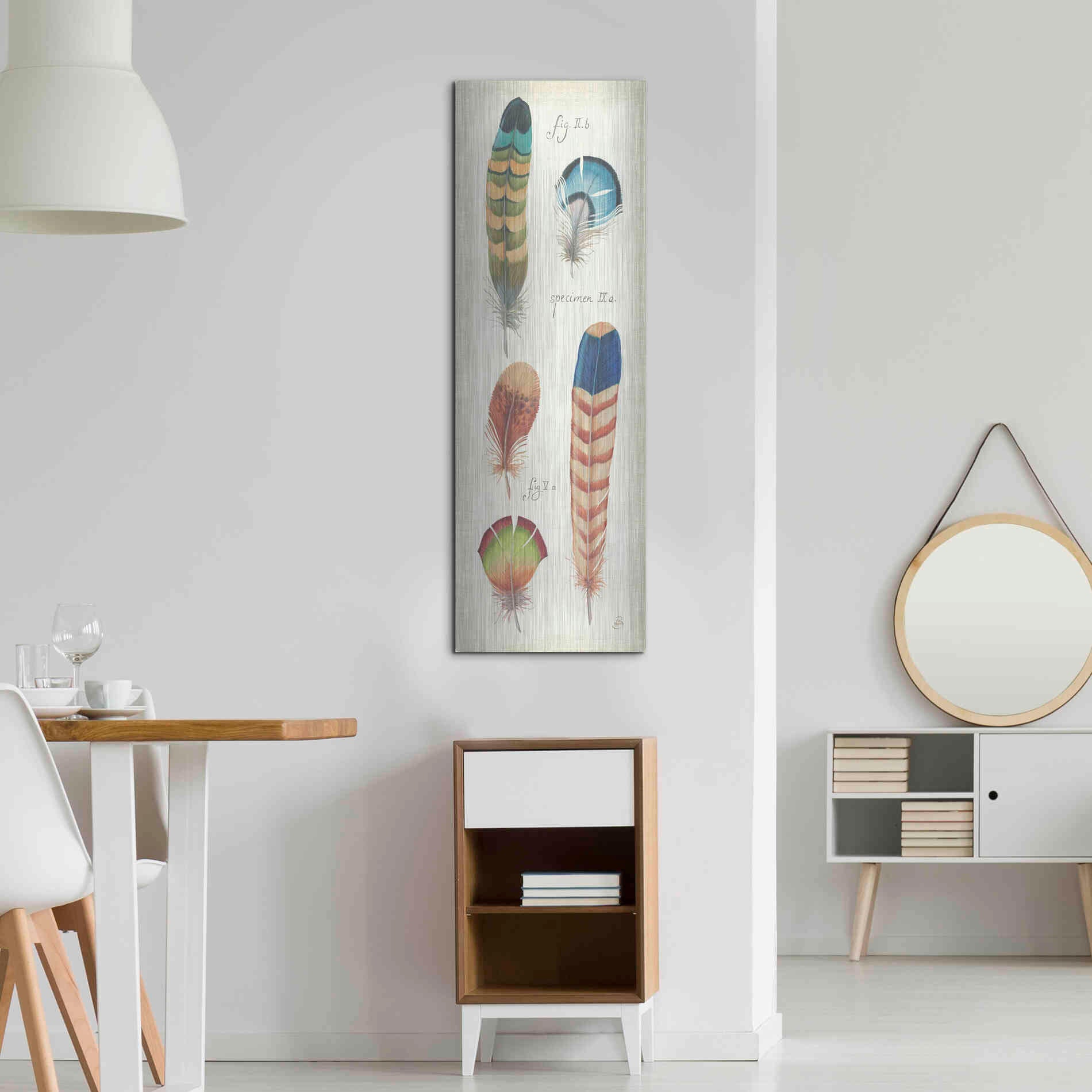 Luxe Metal Art 'Ornithology IV Panel' by Daphne Brissonet, Metal Wall Art,16x48