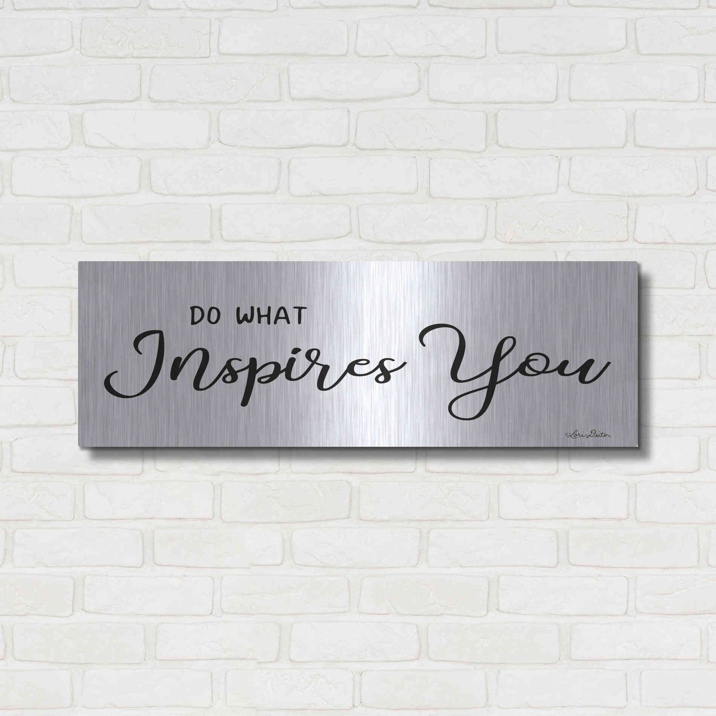 Luxe Metal Art 'Do What Inspires You' by Lori Deiter, Metal Wall Art,36x12