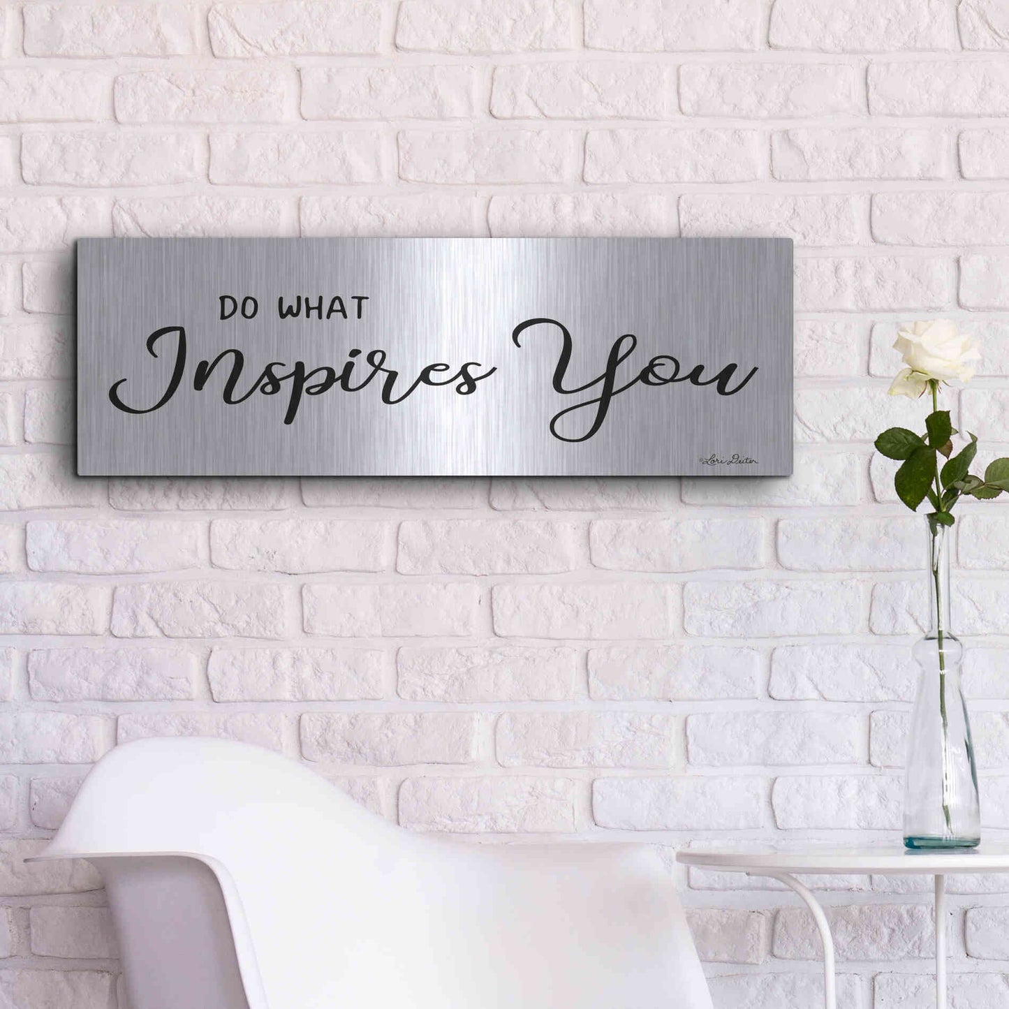 Luxe Metal Art 'Do What Inspires You' by Lori Deiter, Metal Wall Art,36x12
