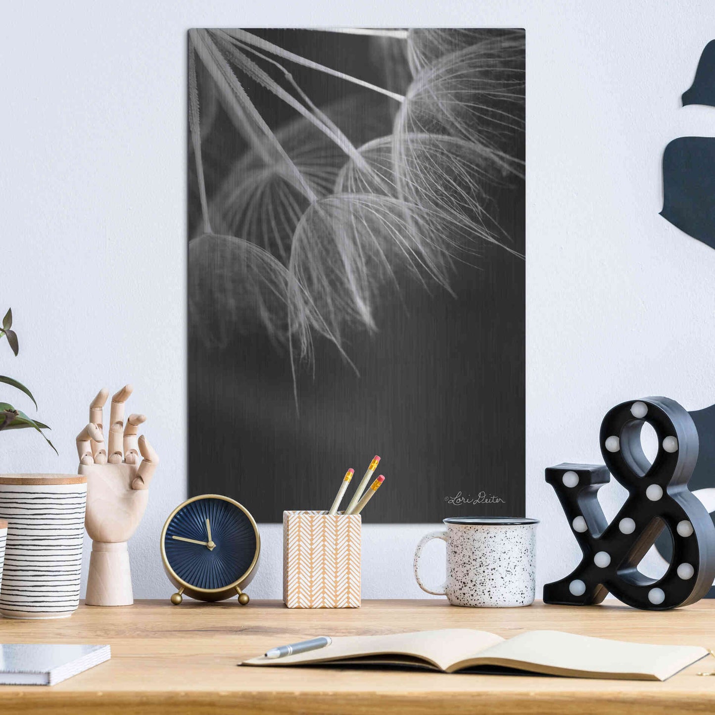 Luxe Metal Art 'Goatsbeard I' by Lori Deiter, Metal Wall Art,12x16