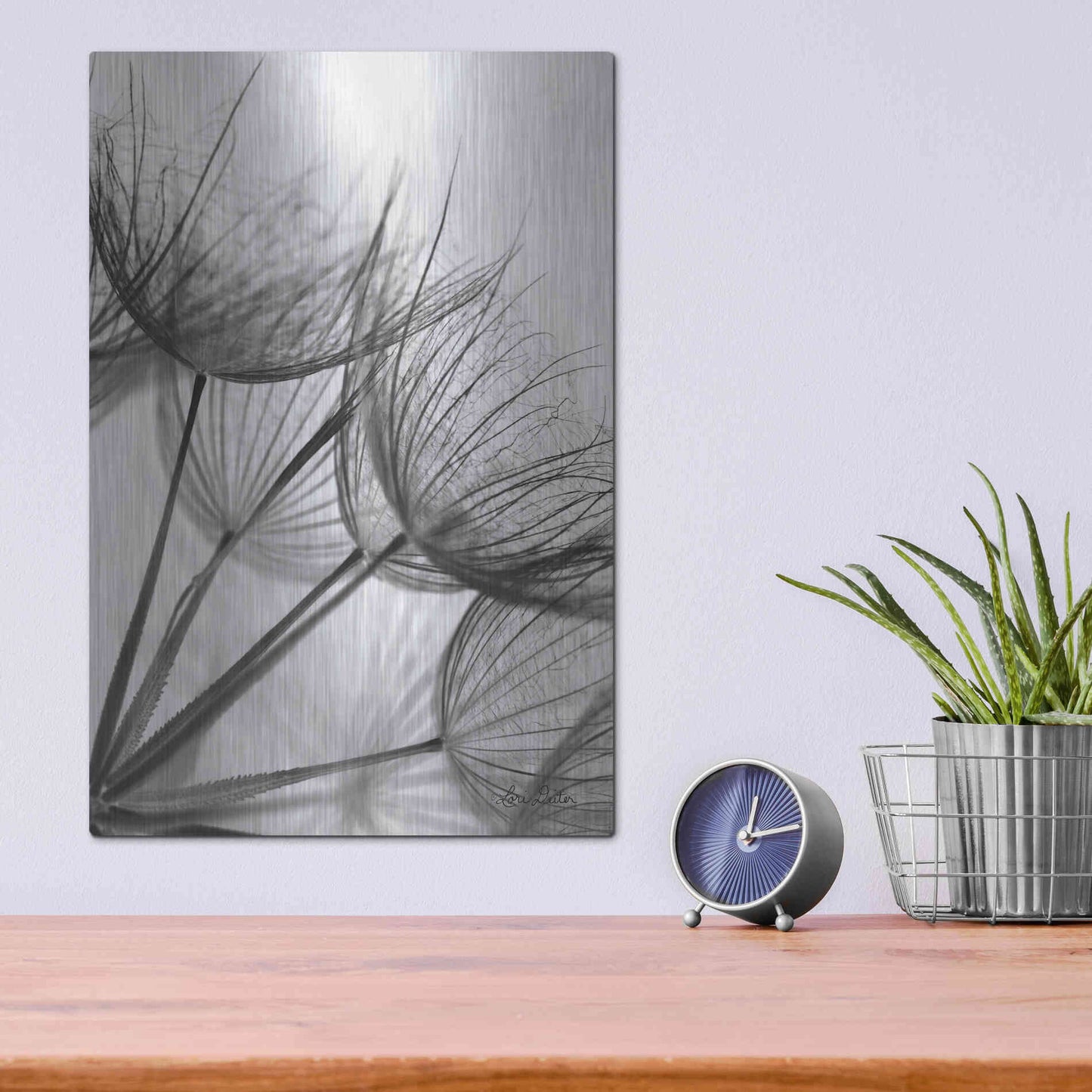 Luxe Metal Art 'Goatsbeard II' by Lori Deiter, Metal Wall Art,12x16