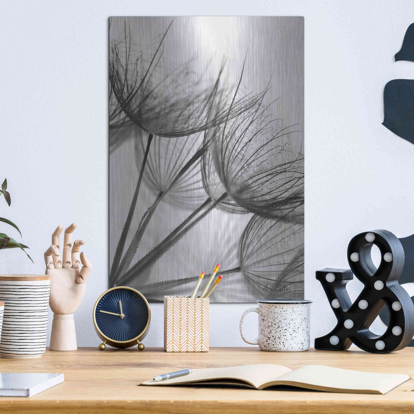 Luxe Metal Art 'Goatsbeard II' by Lori Deiter, Metal Wall Art,12x16