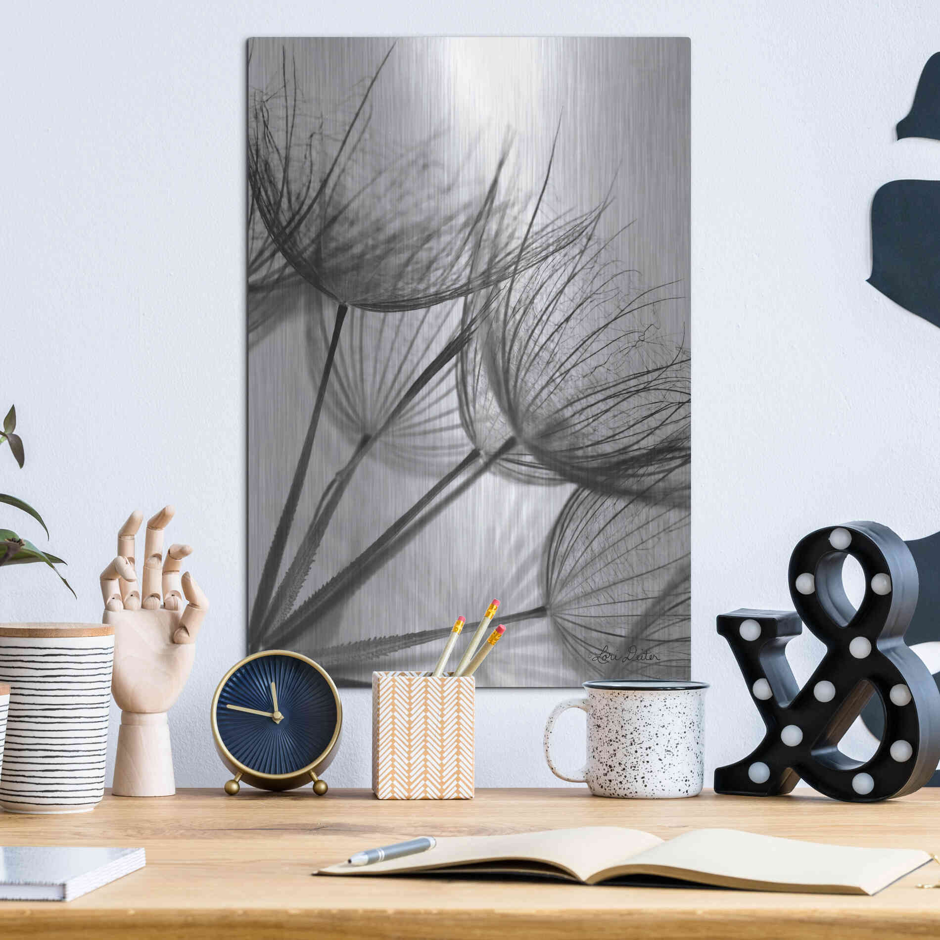 Luxe Metal Art 'Goatsbeard II' by Lori Deiter, Metal Wall Art,12x16