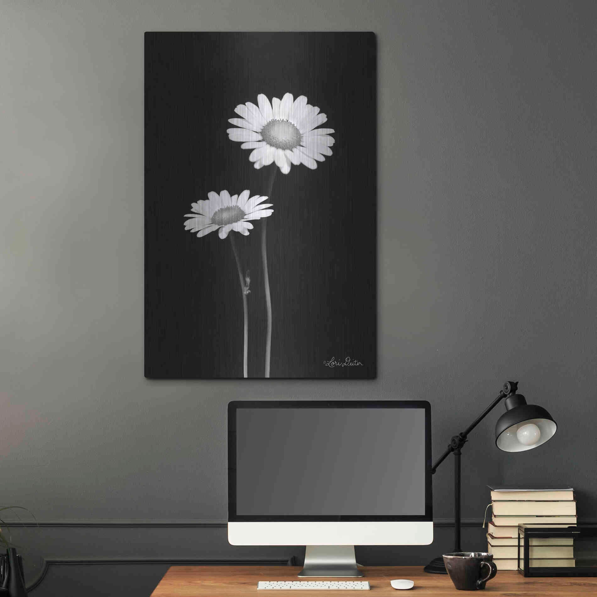 Luxe Metal Art 'Pair of Daisies' by Lori Deiter, Metal Wall Art,24x36