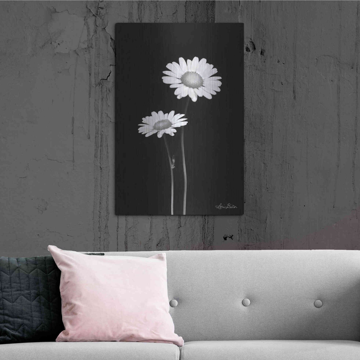 Luxe Metal Art 'Pair of Daisies' by Lori Deiter, Metal Wall Art,24x36