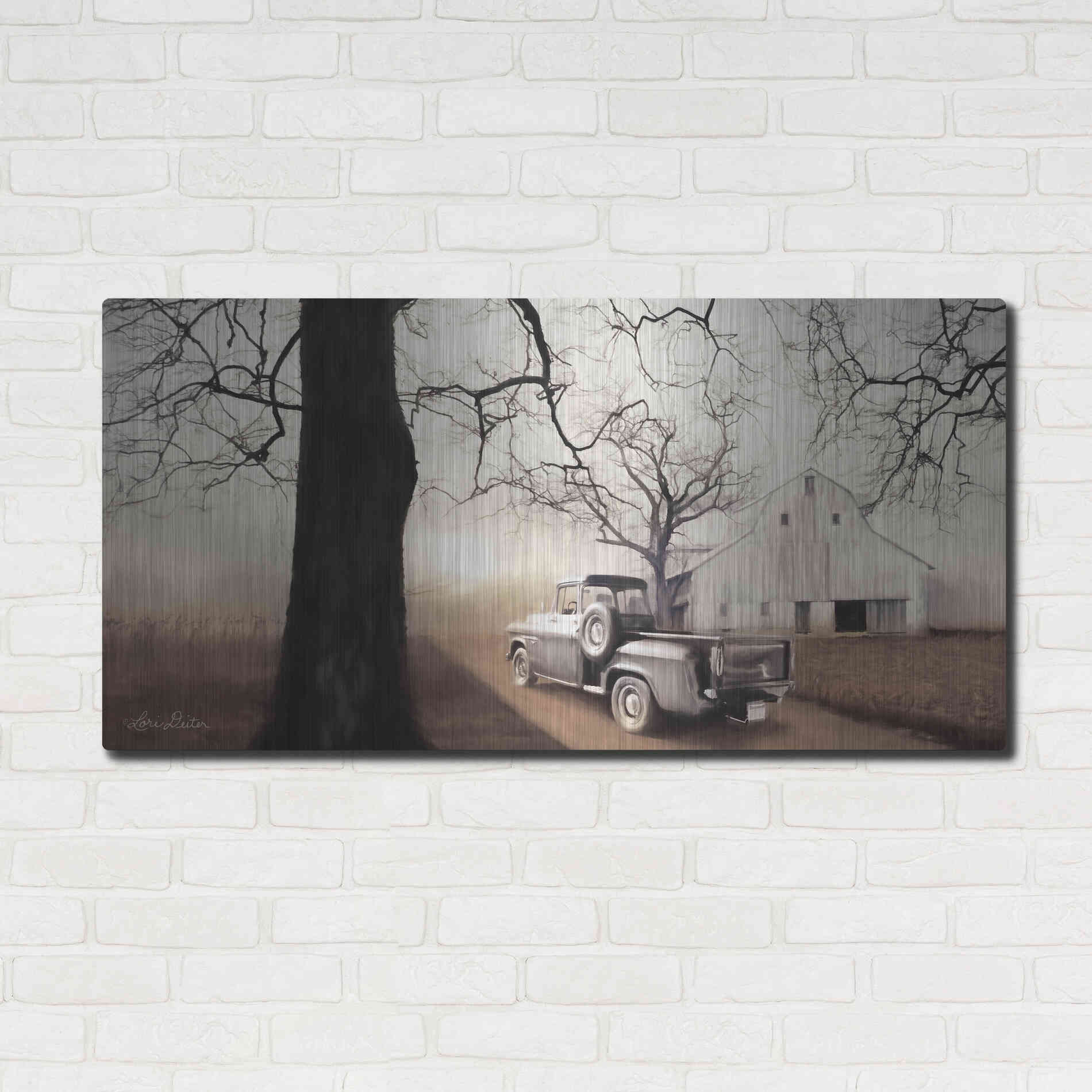 Luxe Metal Art 'Millersburg Sunrise with Truck' by Lori Deiter, Metal Wall Art,48x24