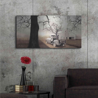 Luxe Metal Art 'Millersburg Sunrise with Truck' by Lori Deiter, Metal Wall Art,48x24