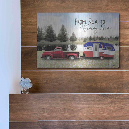 Luxe Metal Art 'American Camper' by Lori Deiter, Metal Wall Art,16x12