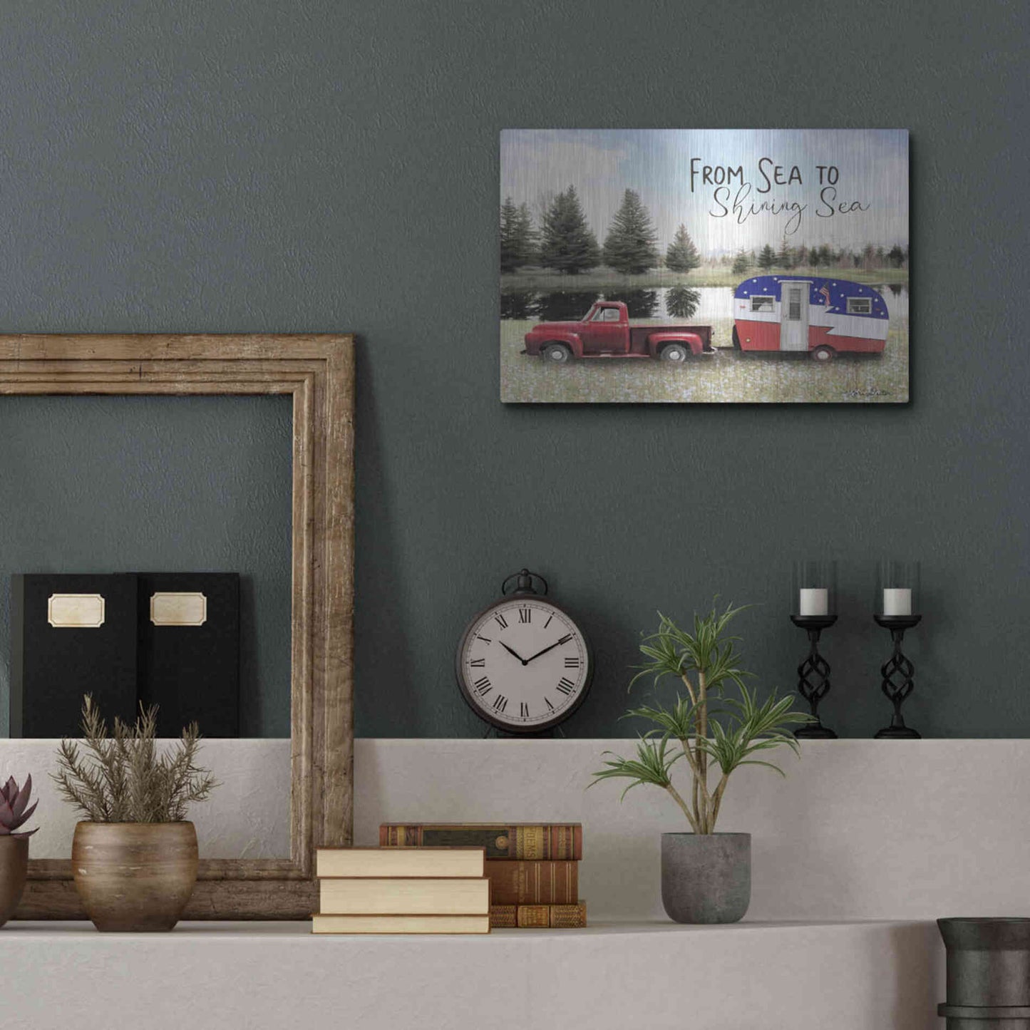 Luxe Metal Art 'American Camper' by Lori Deiter, Metal Wall Art,16x12