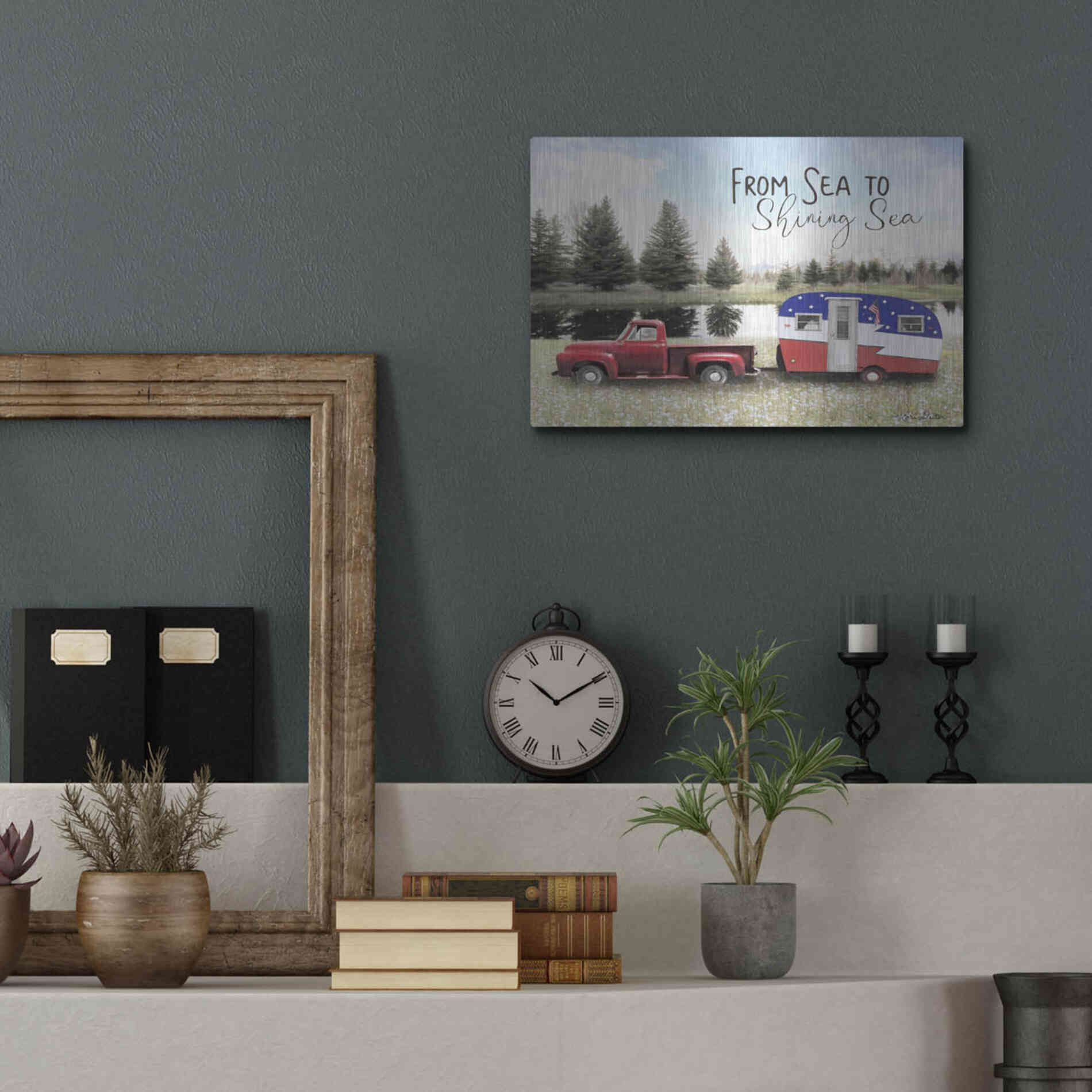 Luxe Metal Art 'American Camper' by Lori Deiter, Metal Wall Art,16x12