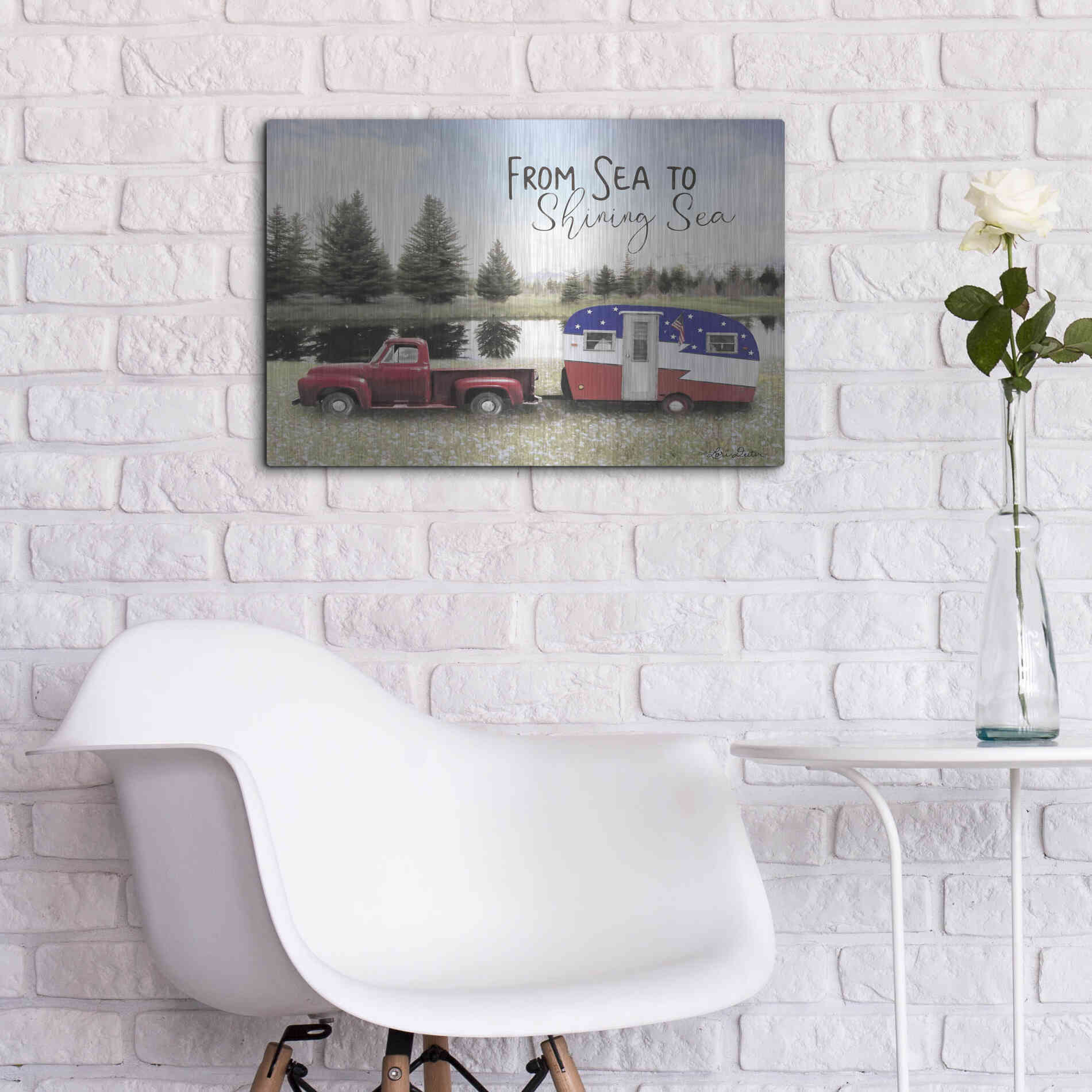 Luxe Metal Art 'American Camper' by Lori Deiter, Metal Wall Art,24x16