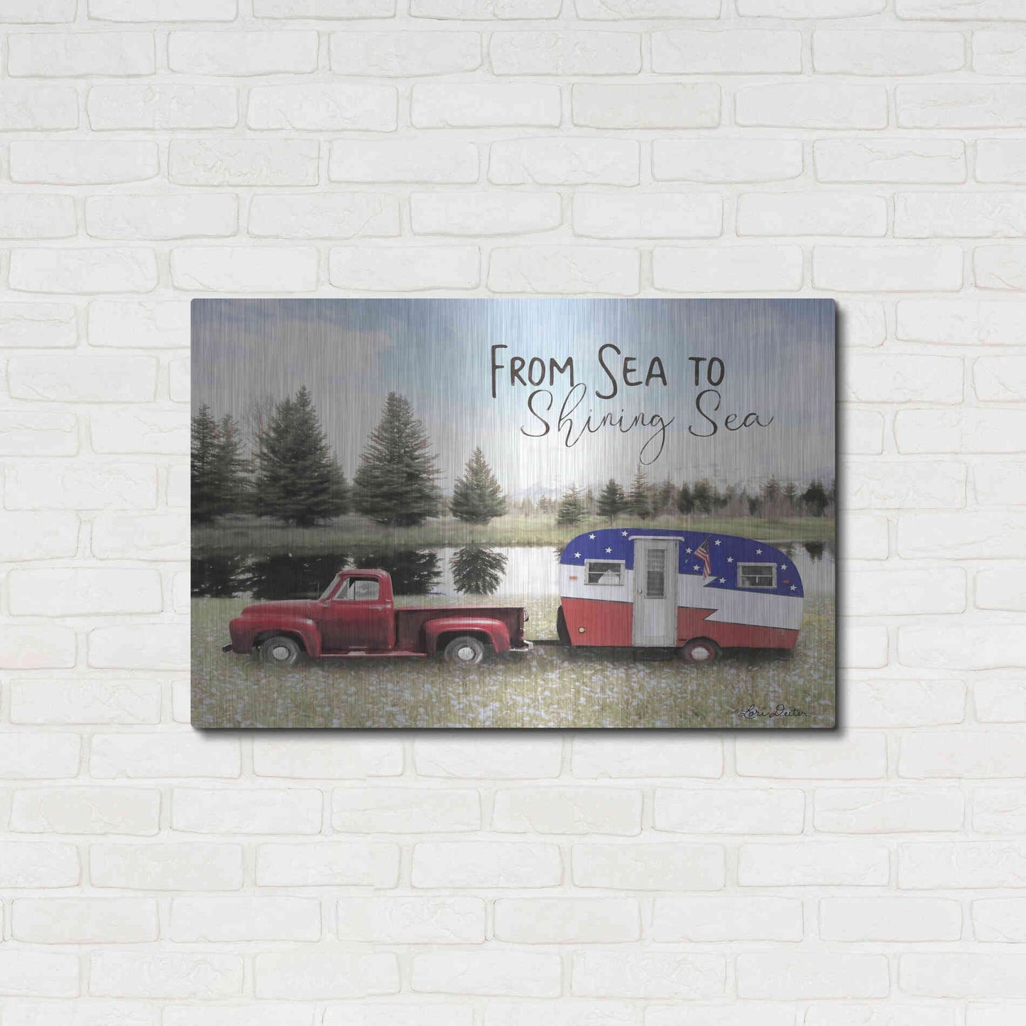 Luxe Metal Art 'American Camper' by Lori Deiter, Metal Wall Art,36x24