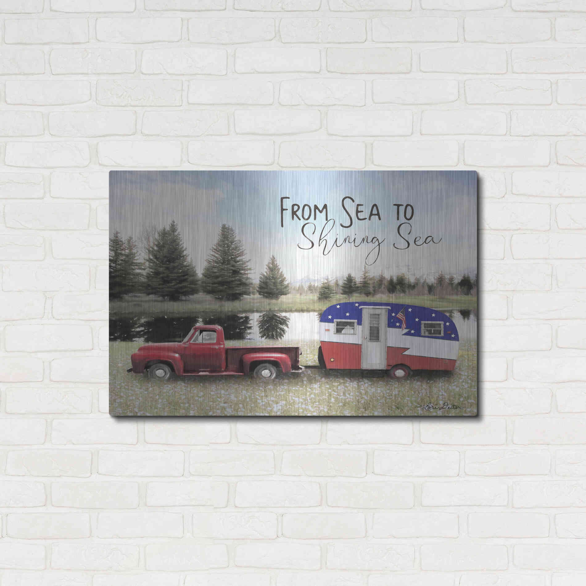 Luxe Metal Art 'American Camper' by Lori Deiter, Metal Wall Art,36x24