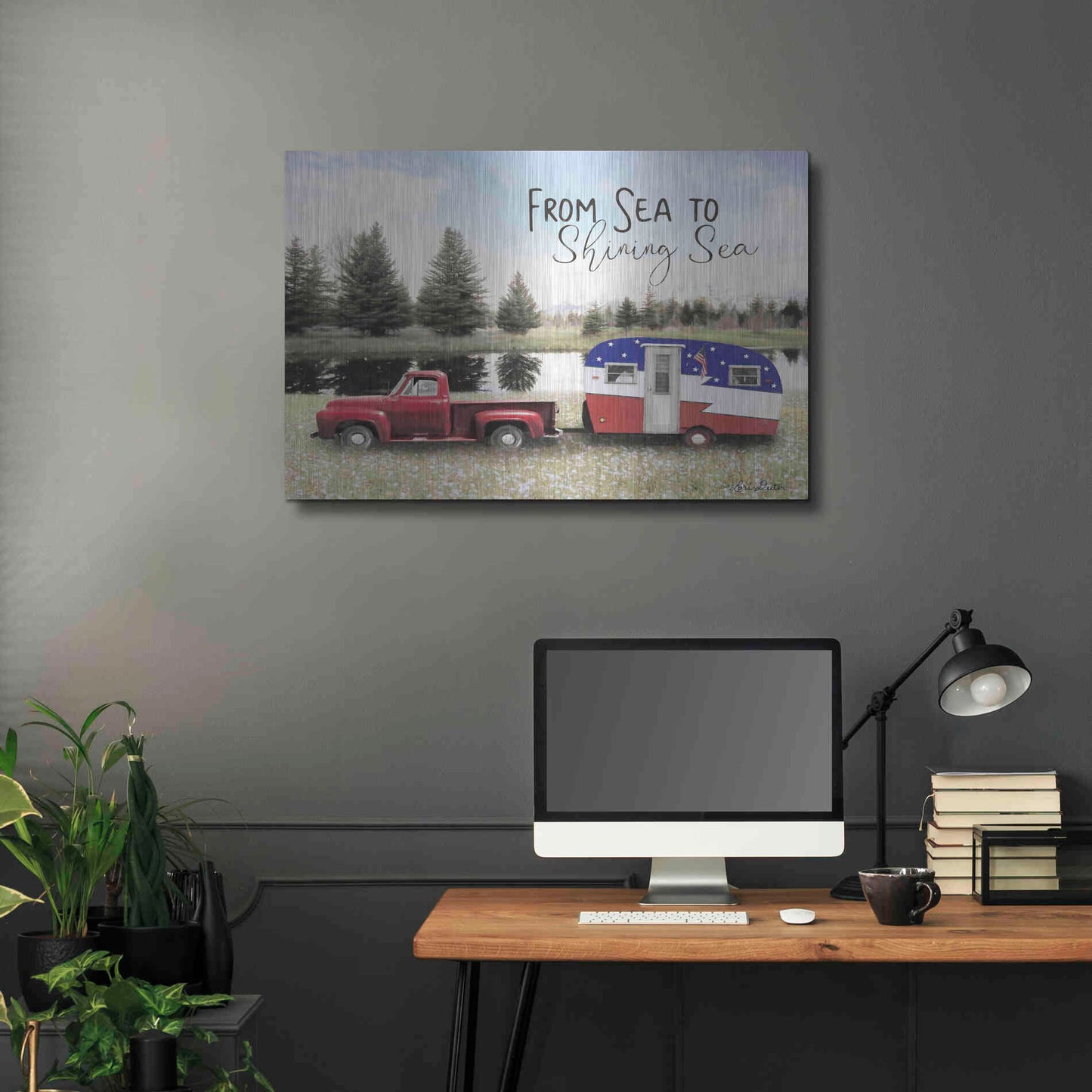 Luxe Metal Art 'American Camper' by Lori Deiter, Metal Wall Art,36x24