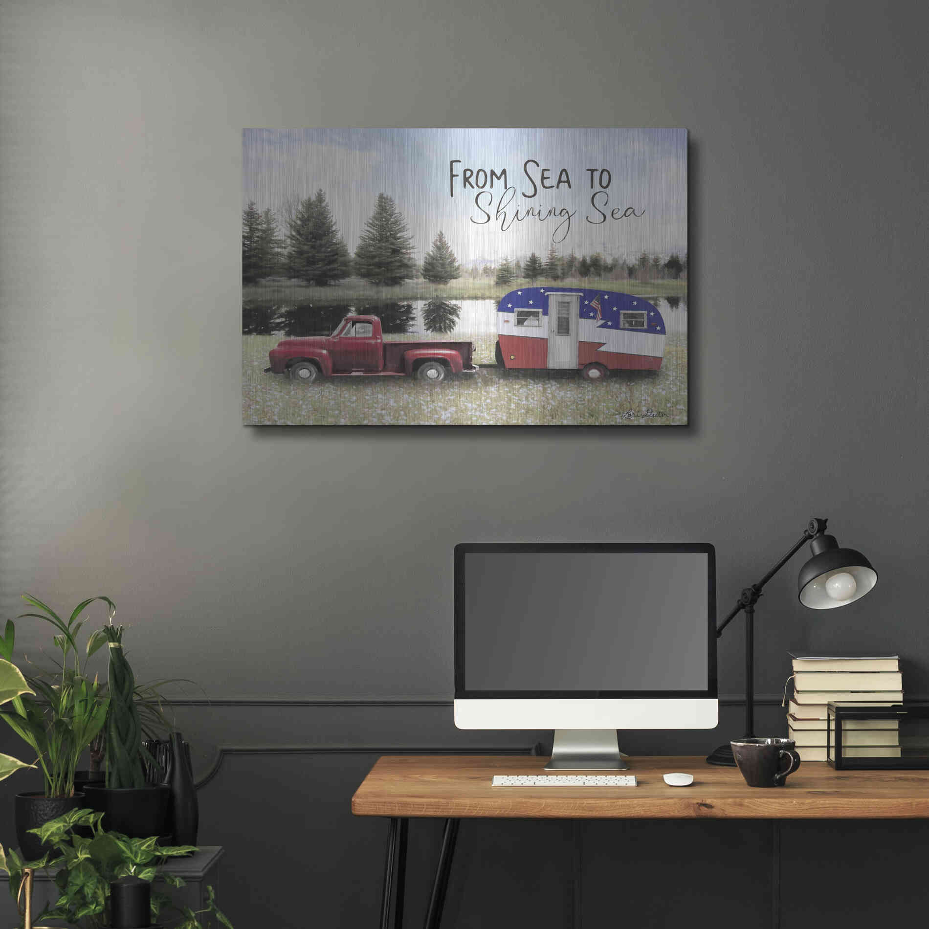 Luxe Metal Art 'American Camper' by Lori Deiter, Metal Wall Art,36x24