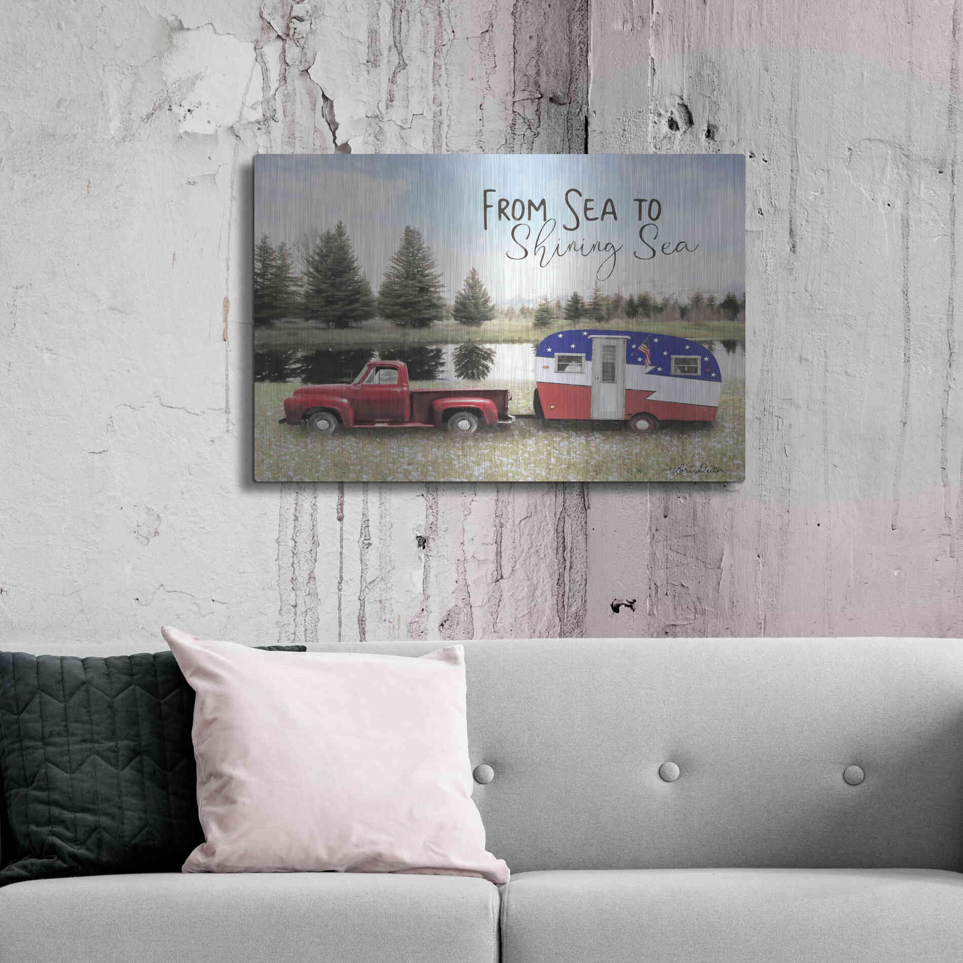 Luxe Metal Art 'American Camper' by Lori Deiter, Metal Wall Art,36x24