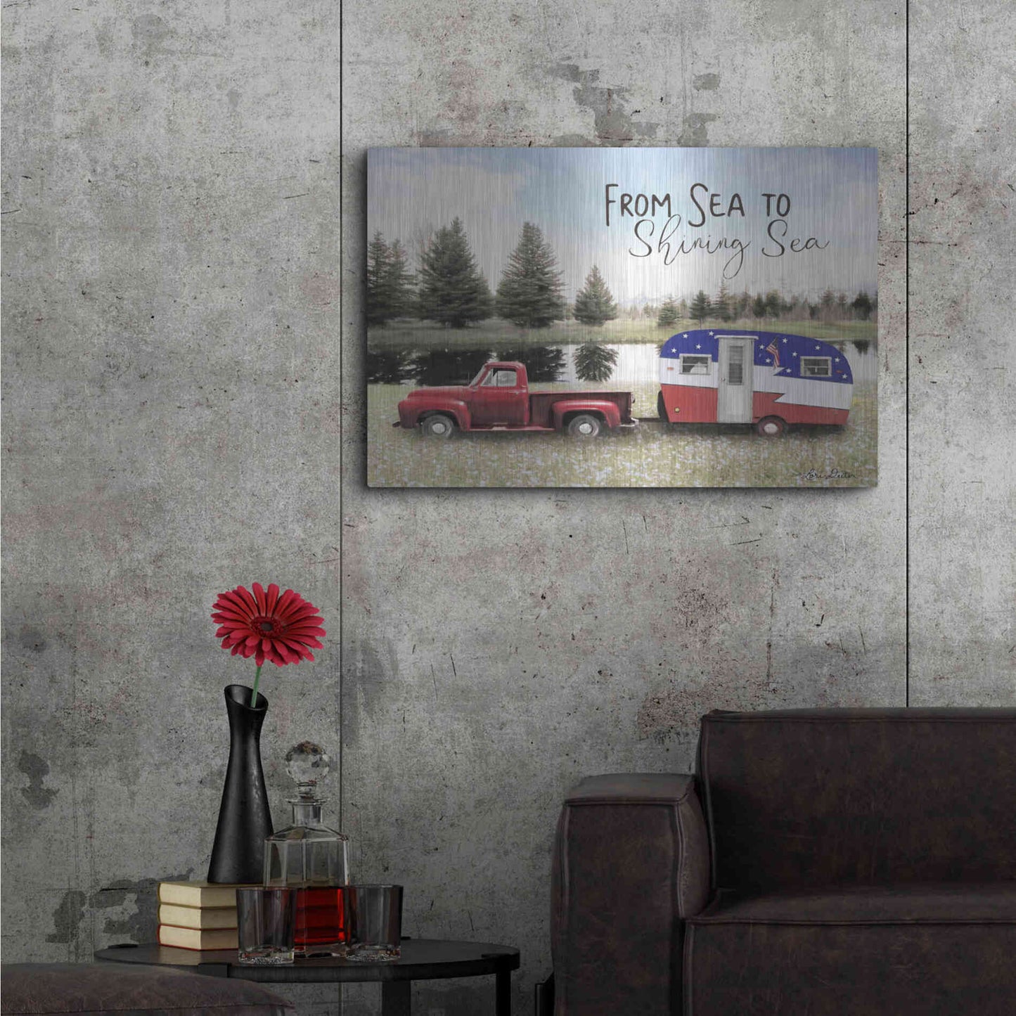 Luxe Metal Art 'American Camper' by Lori Deiter, Metal Wall Art,36x24