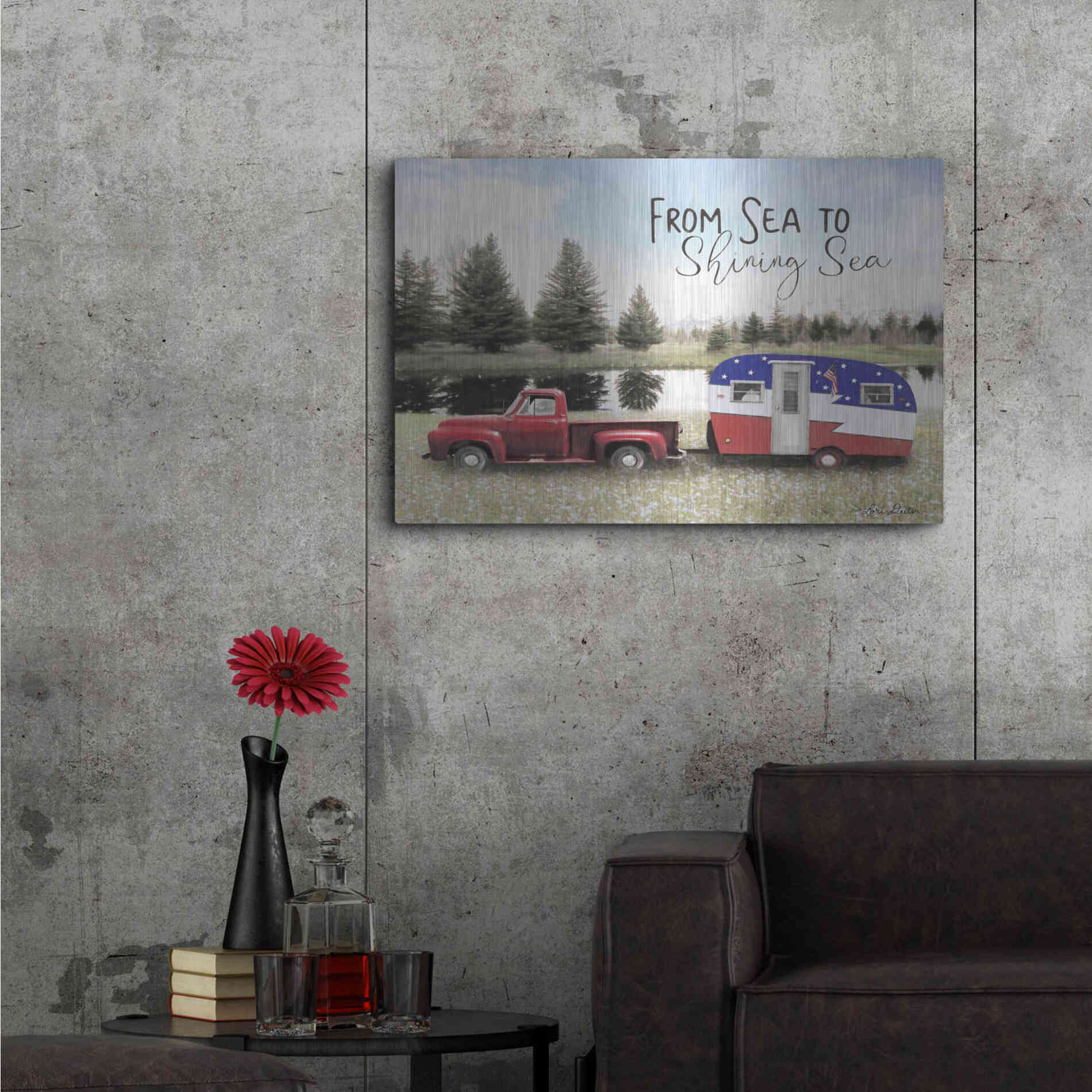 Luxe Metal Art 'American Camper' by Lori Deiter, Metal Wall Art,36x24