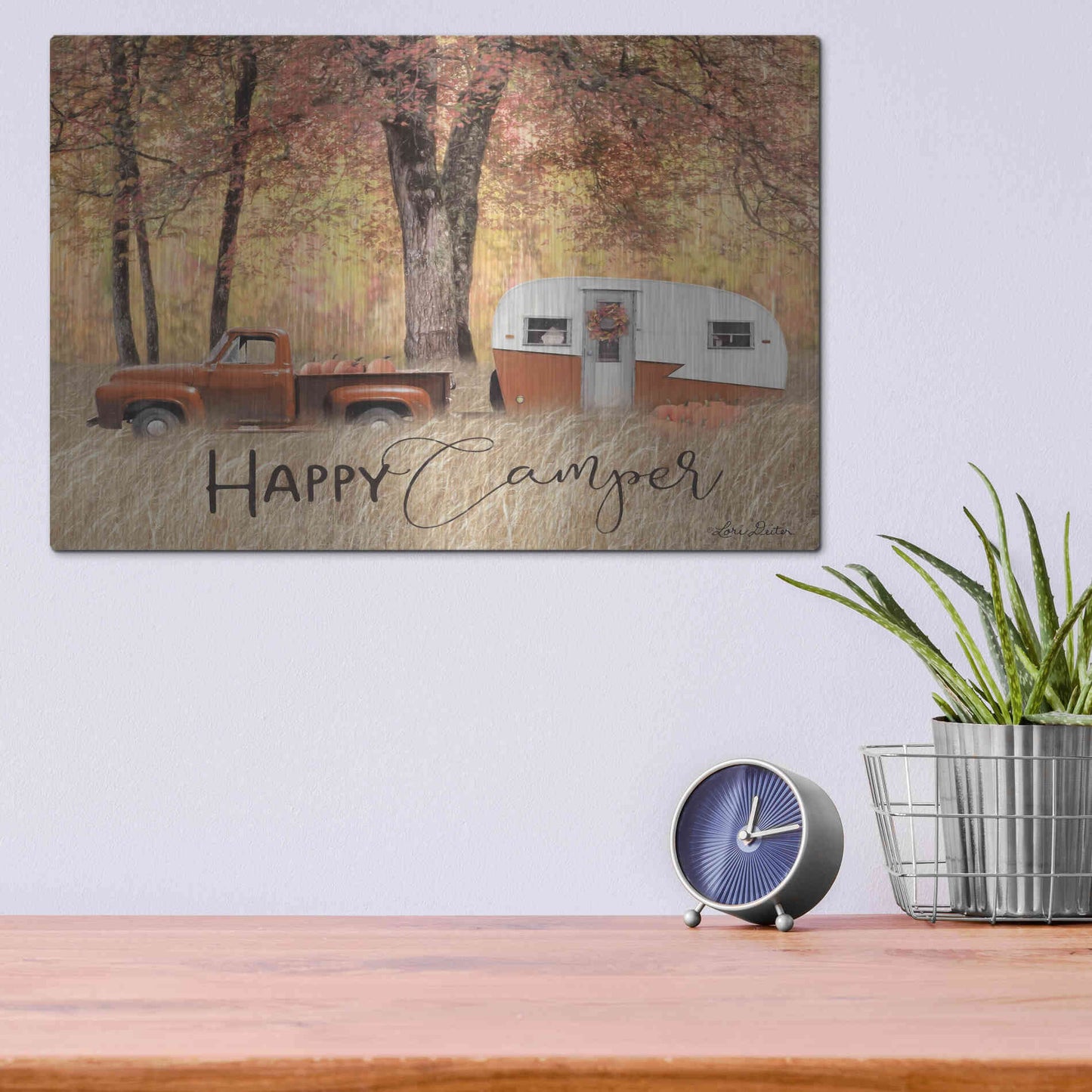 Luxe Metal Art 'Fall Camping' by Lori Deiter, Metal Wall Art,16x12