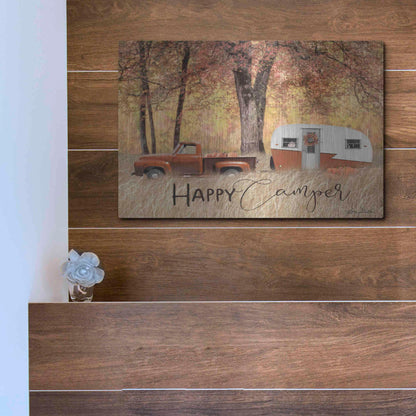 Luxe Metal Art 'Fall Camping' by Lori Deiter, Metal Wall Art,16x12