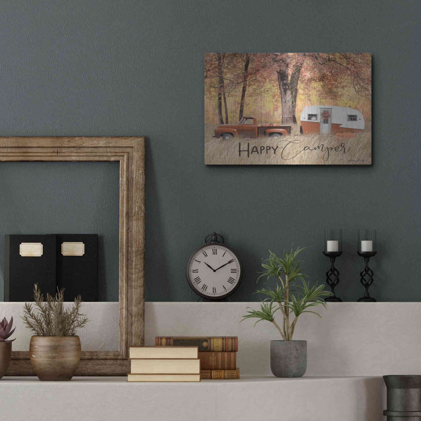 Luxe Metal Art 'Fall Camping' by Lori Deiter, Metal Wall Art,16x12