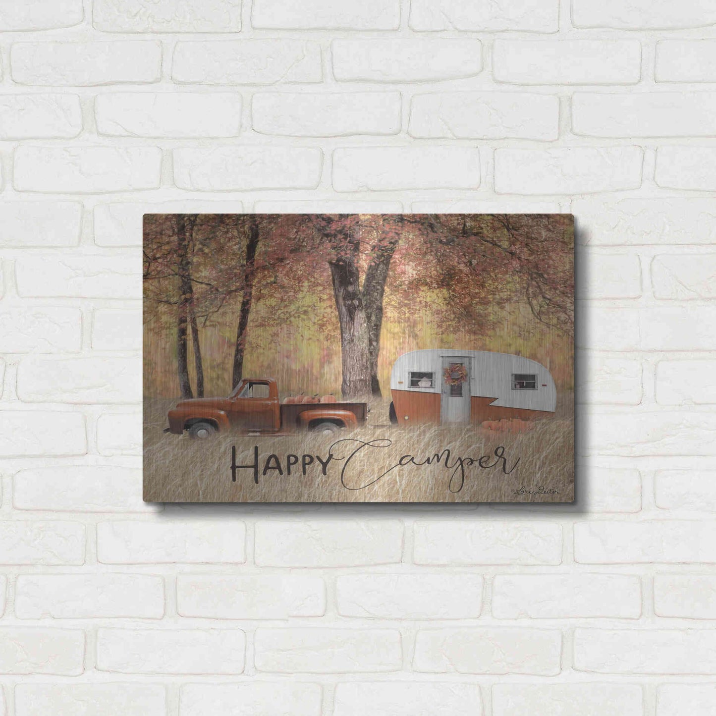 Luxe Metal Art 'Fall Camping' by Lori Deiter, Metal Wall Art,24x16