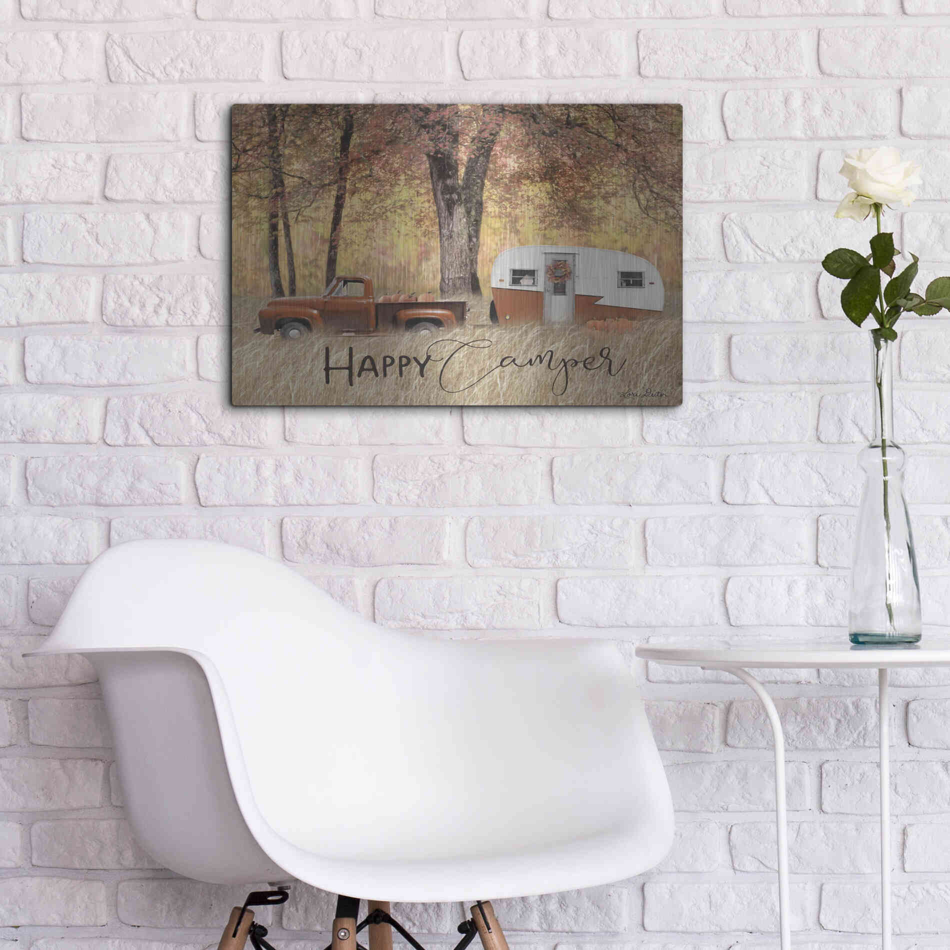 Luxe Metal Art 'Fall Camping' by Lori Deiter, Metal Wall Art,24x16