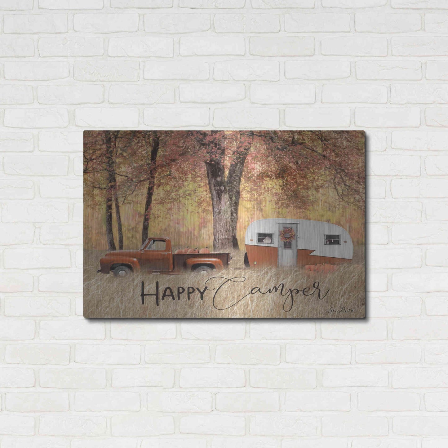 Luxe Metal Art 'Fall Camping' by Lori Deiter, Metal Wall Art,36x24