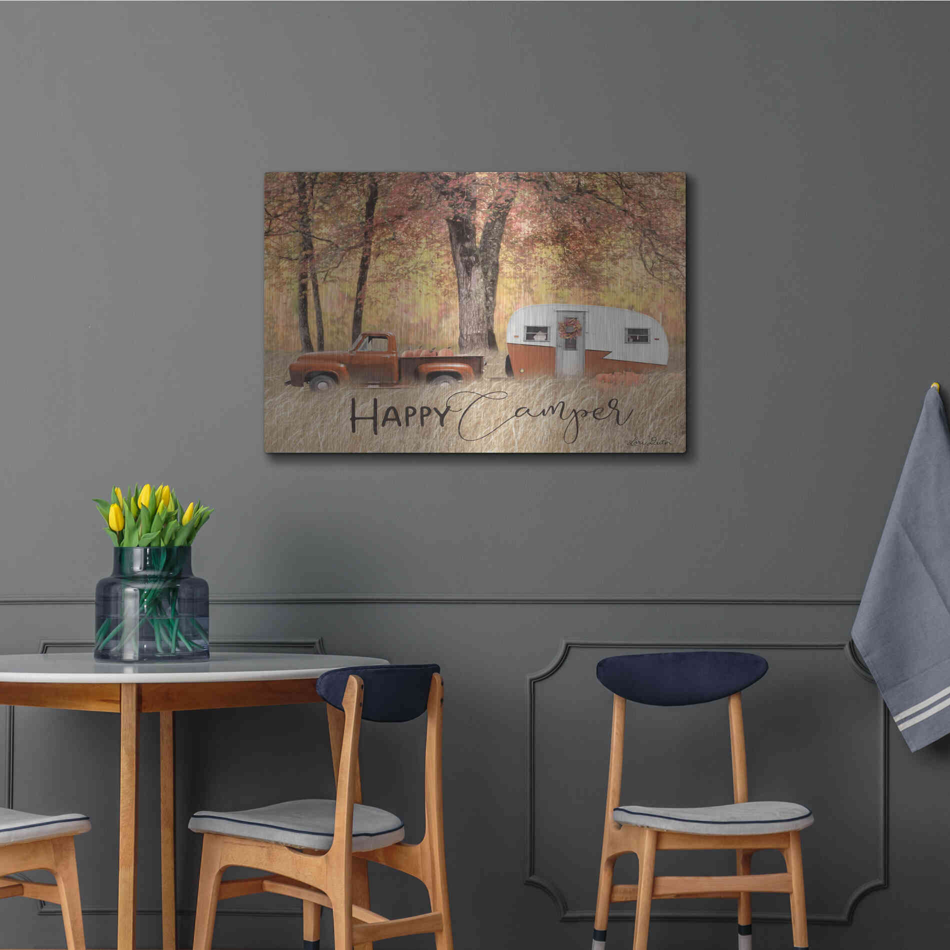 Luxe Metal Art 'Fall Camping' by Lori Deiter, Metal Wall Art,36x24