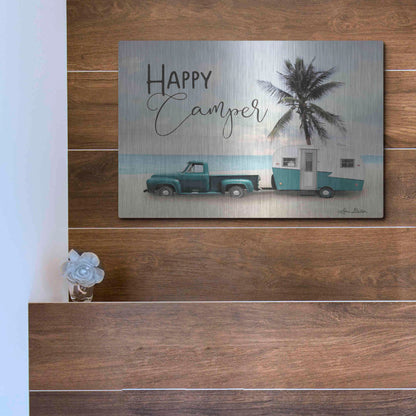 Luxe Metal Art 'Happy Camper' by Lori Deiter, Metal Wall Art,16x12