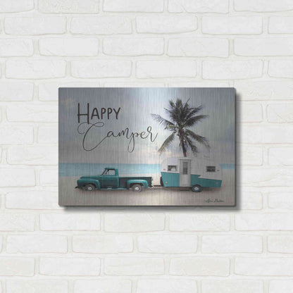 Luxe Metal Art 'Happy Camper' by Lori Deiter, Metal Wall Art,24x16