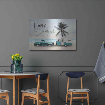 Luxe Metal Art 'Happy Camper' by Lori Deiter, Metal Wall Art,36x24