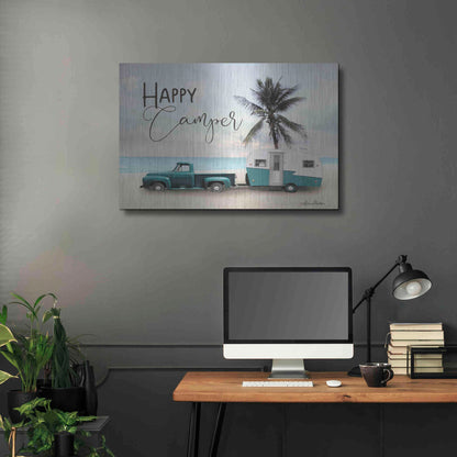 Luxe Metal Art 'Happy Camper' by Lori Deiter, Metal Wall Art,36x24