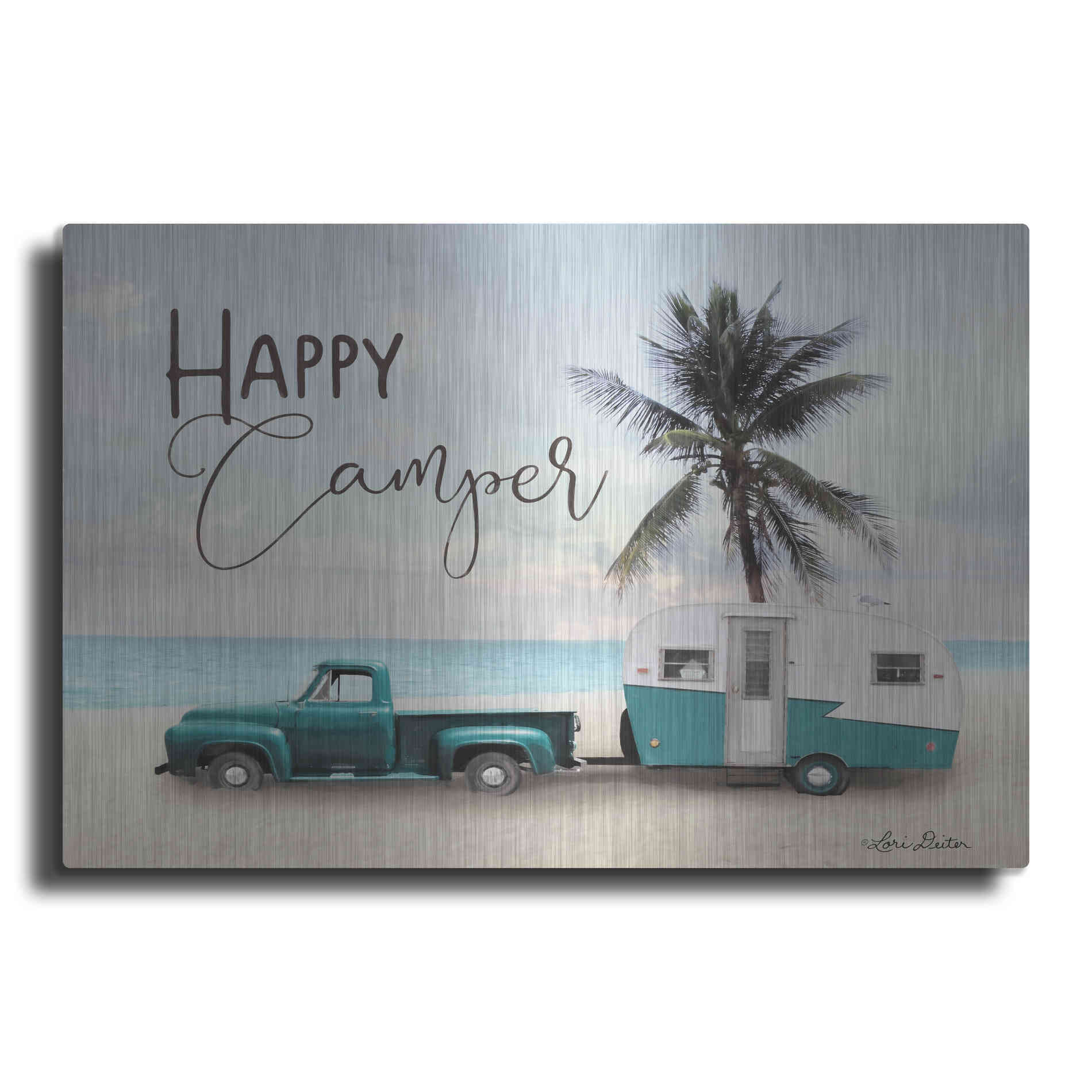 Luxe Metal Art 'Happy Camper' by Lori Deiter, Metal Wall Art