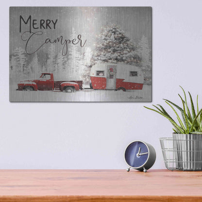 Luxe Metal Art 'Merry Camper' by Lori Deiter, Metal Wall Art,16x12