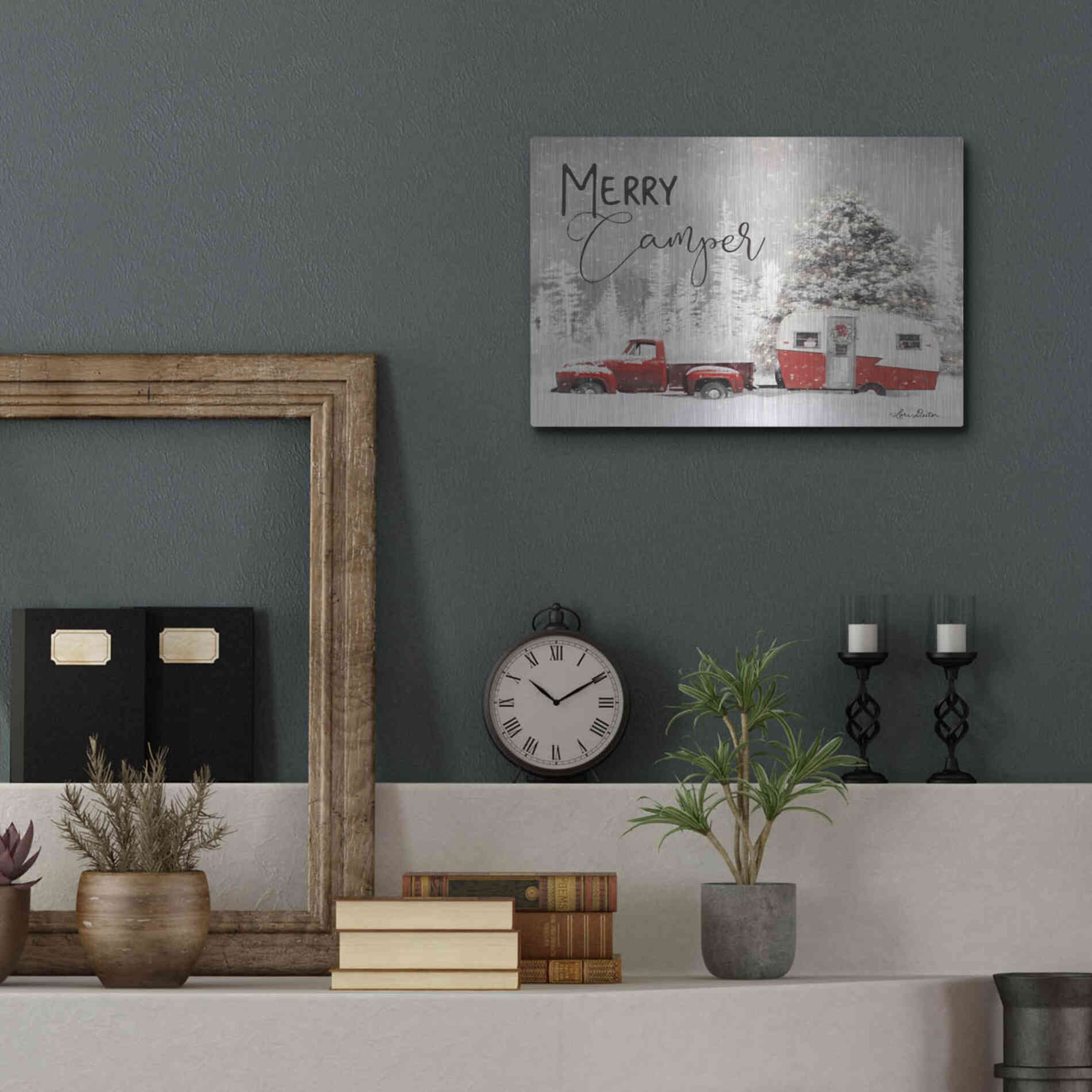 Luxe Metal Art 'Merry Camper' by Lori Deiter, Metal Wall Art,16x12