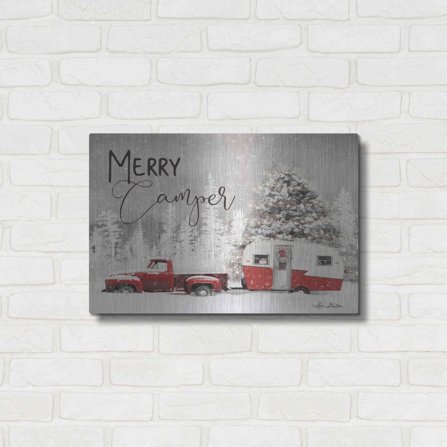 Luxe Metal Art 'Merry Camper' by Lori Deiter, Metal Wall Art,24x16