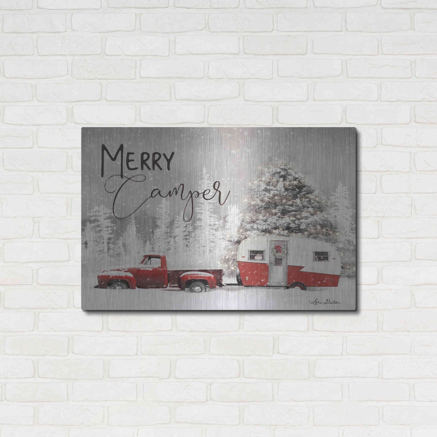 Luxe Metal Art 'Merry Camper' by Lori Deiter, Metal Wall Art,36x24