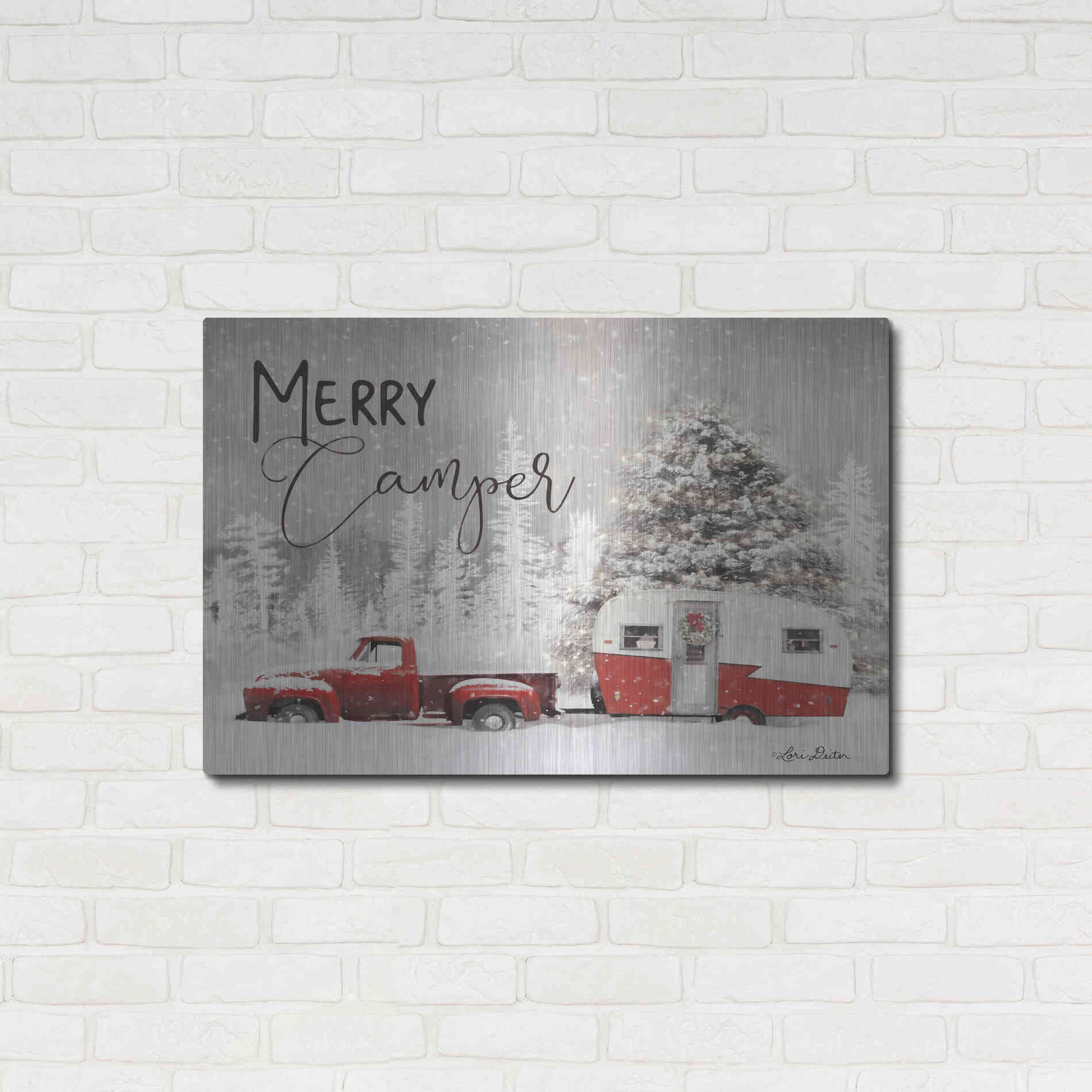 Luxe Metal Art 'Merry Camper' by Lori Deiter, Metal Wall Art,36x24