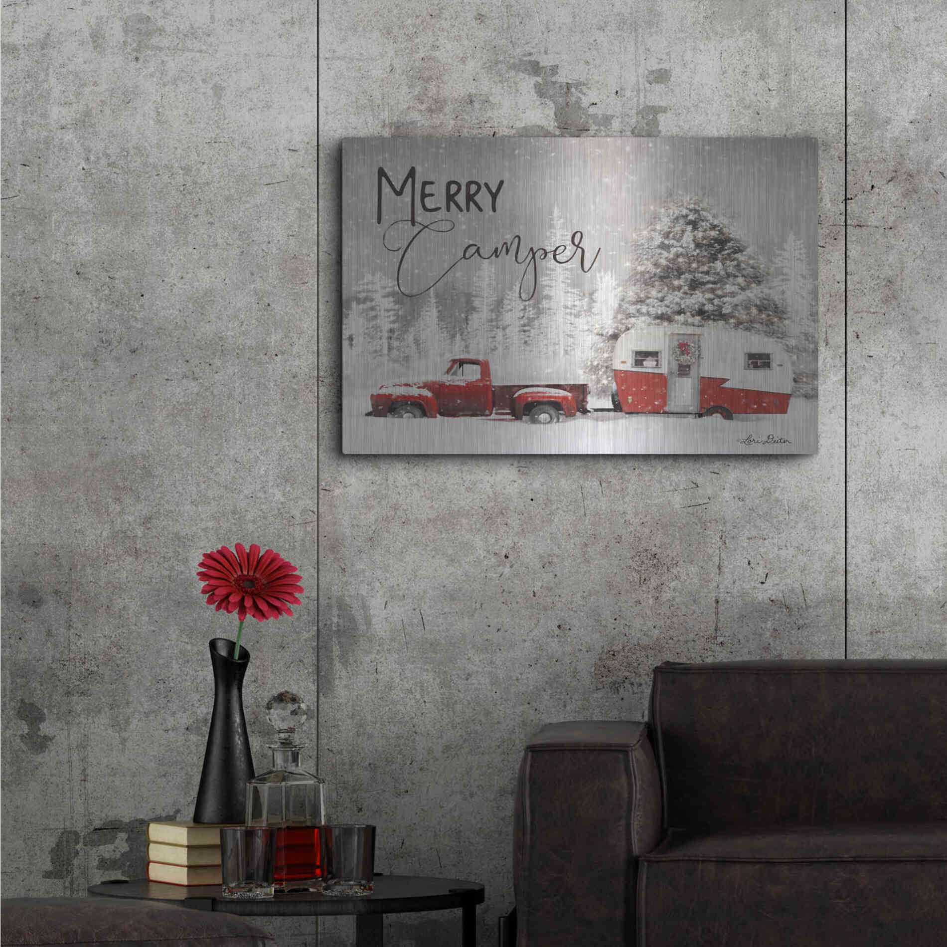 Luxe Metal Art 'Merry Camper' by Lori Deiter, Metal Wall Art,36x24