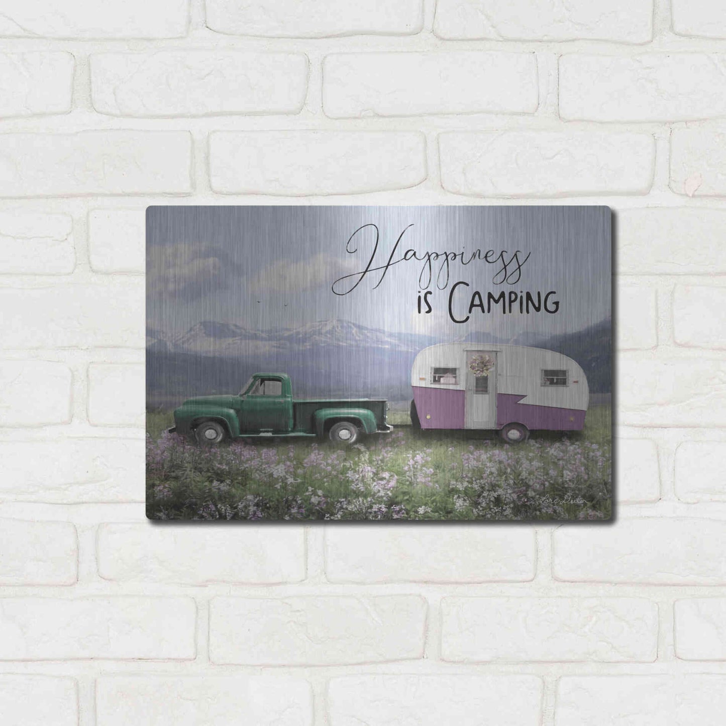 Luxe Metal Art 'Spring Camping I' by Lori Deiter, Metal Wall Art,16x12