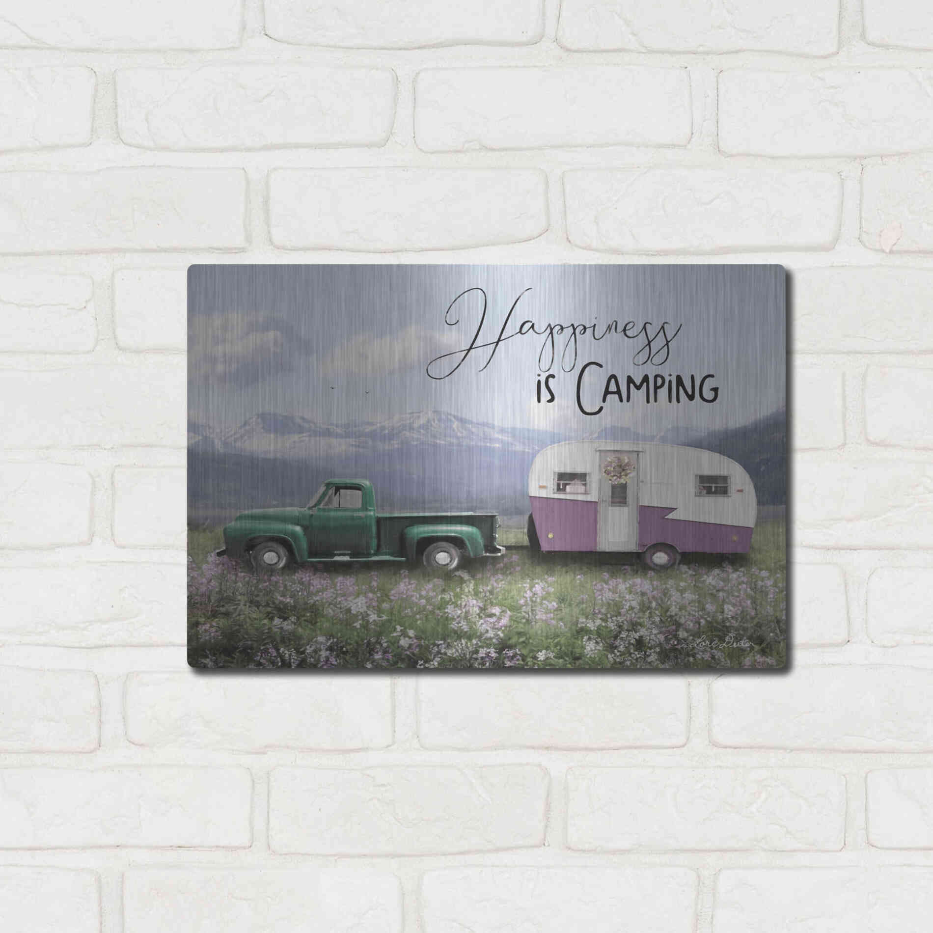 Luxe Metal Art 'Spring Camping I' by Lori Deiter, Metal Wall Art,16x12